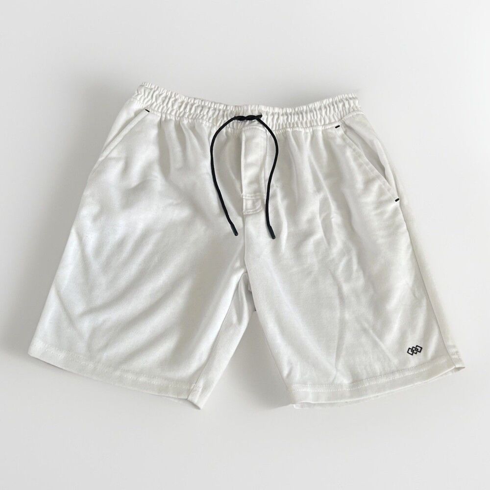 Leg3nd Shorts Mens Large White 9" Inseam Fleece Zip Pockets Gym Workout Training